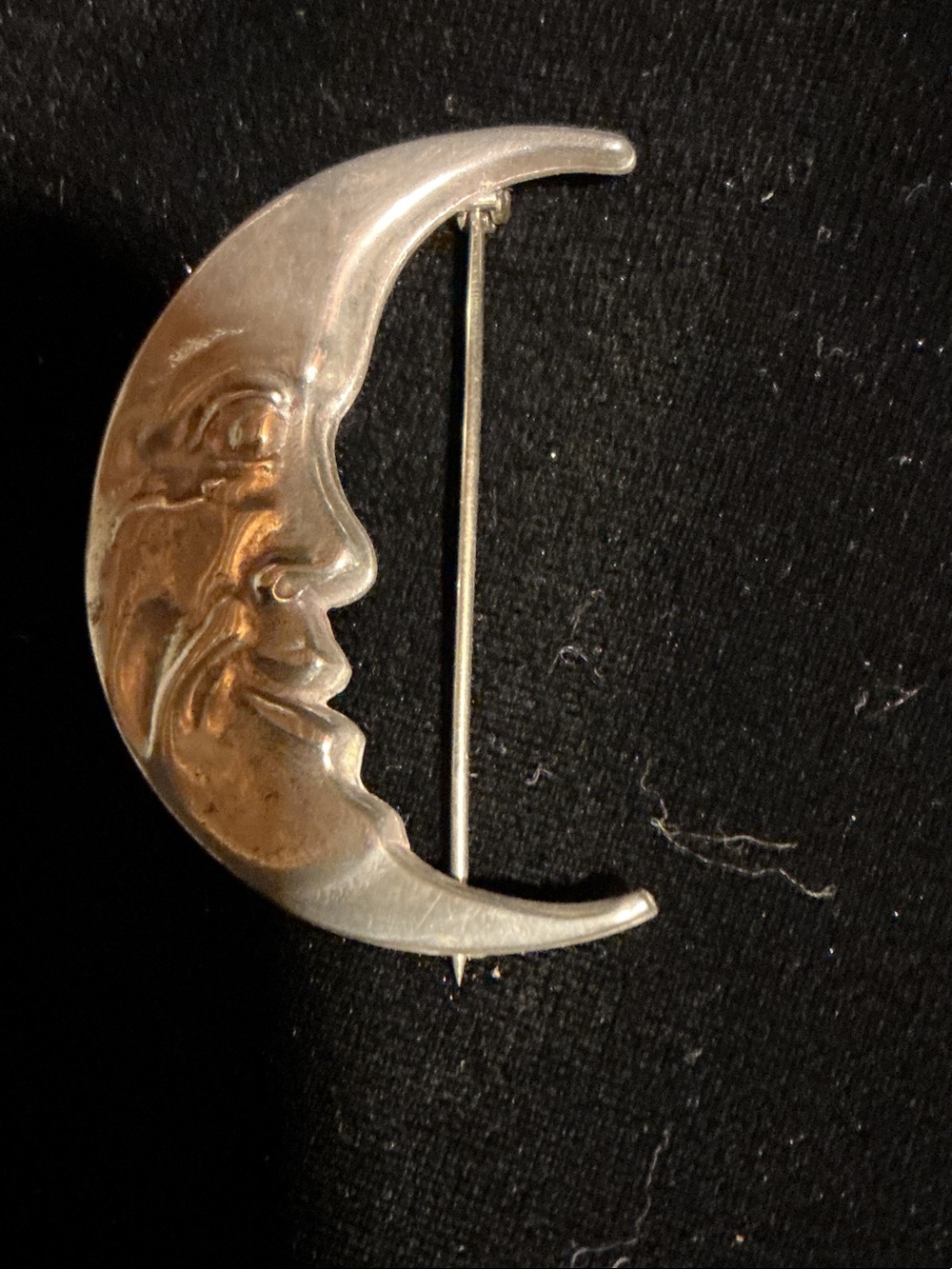 Silver Moon Face Brooch/Necklace